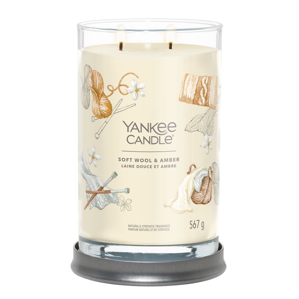 Candela profumata Yankee Candle Tumbler grande - con 2 stecchini - Pralina  e betulla - 15 cm / ø 10 cm